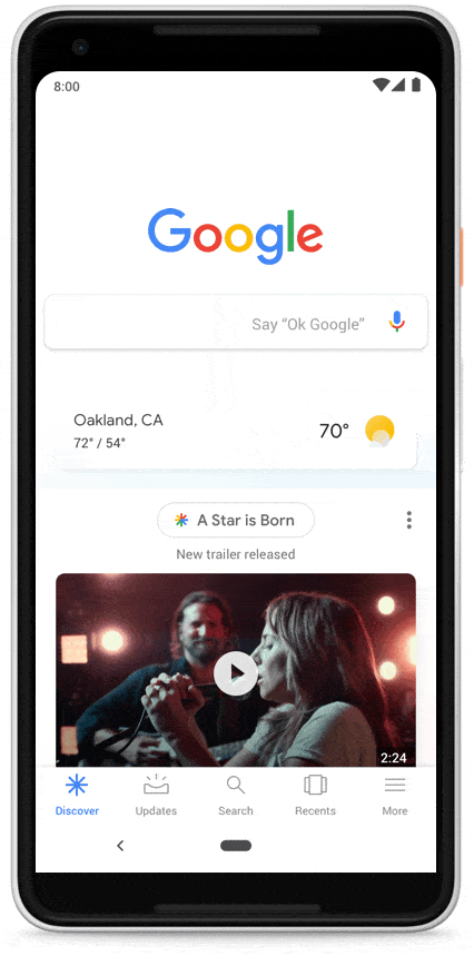 Google's 12 new manual actions: Google Discover example feed from Google