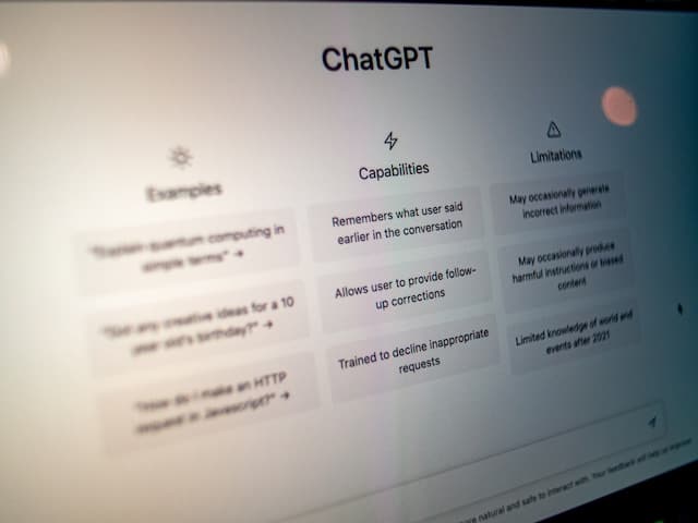 Laptop screen with a ChatGPT homepage opened on it