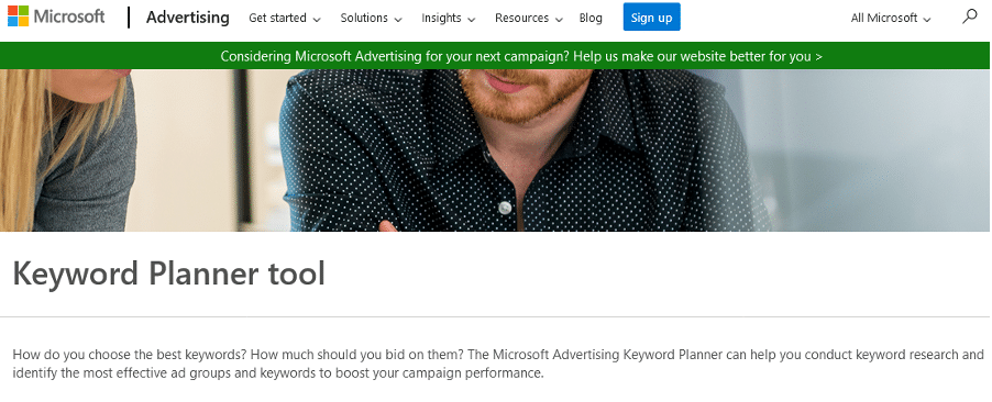 Microsoft Advertising Keyword Planner
