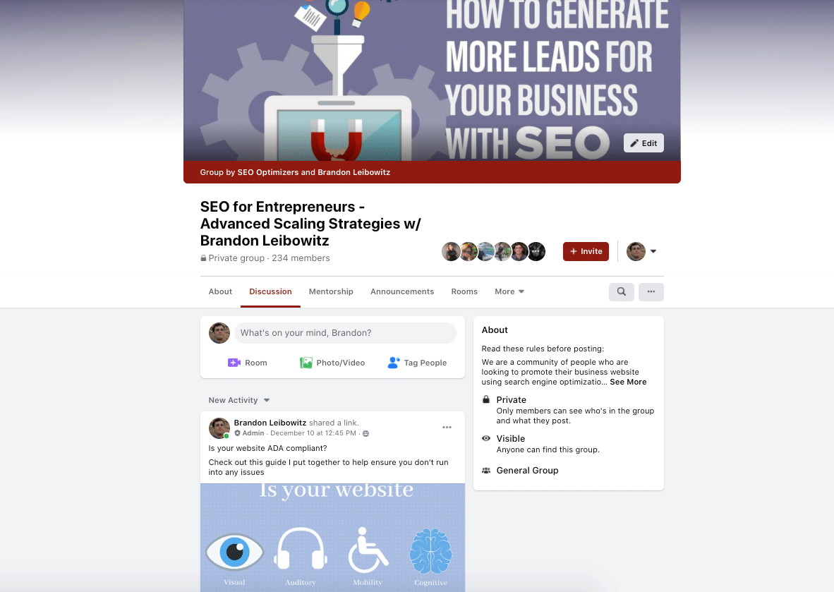 Private Facebook SEO Group