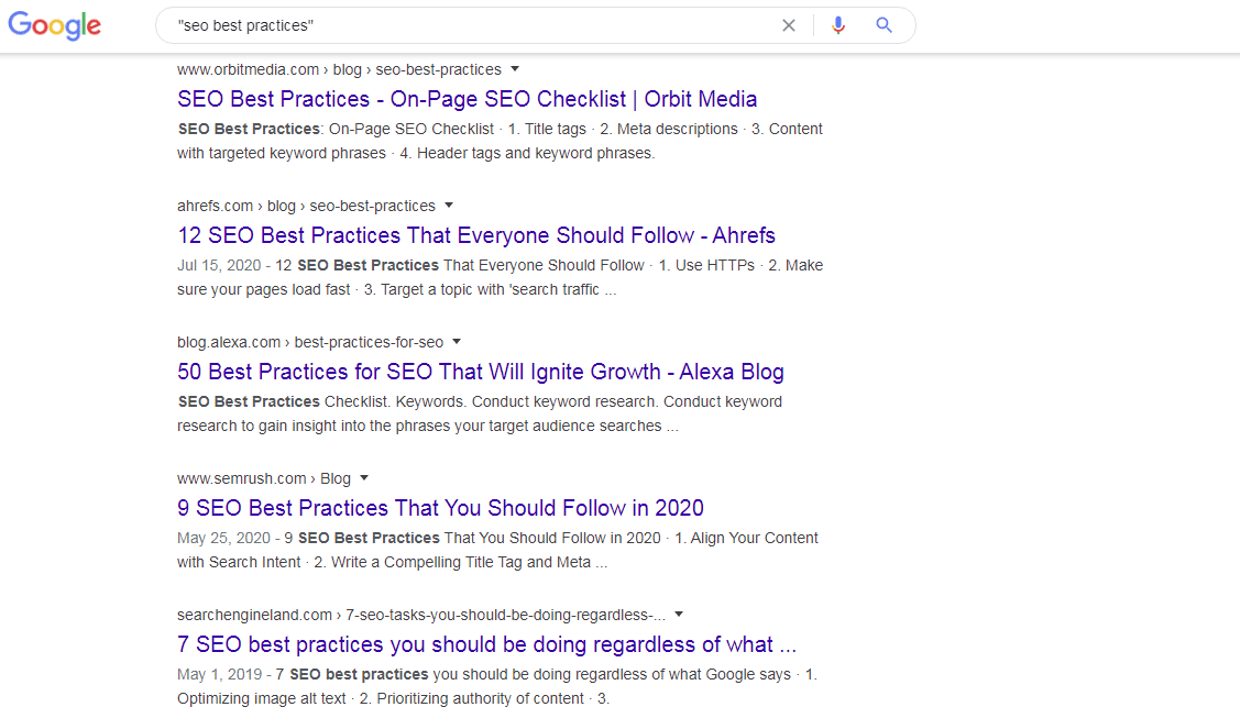 SEO Best Practices Google Search
